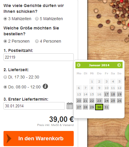 HelloFresh Liefertermine